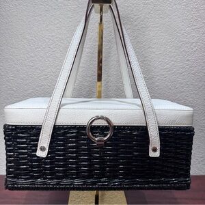 Kate Spade Vintage Black‎ And White wicker basket bag~EUC